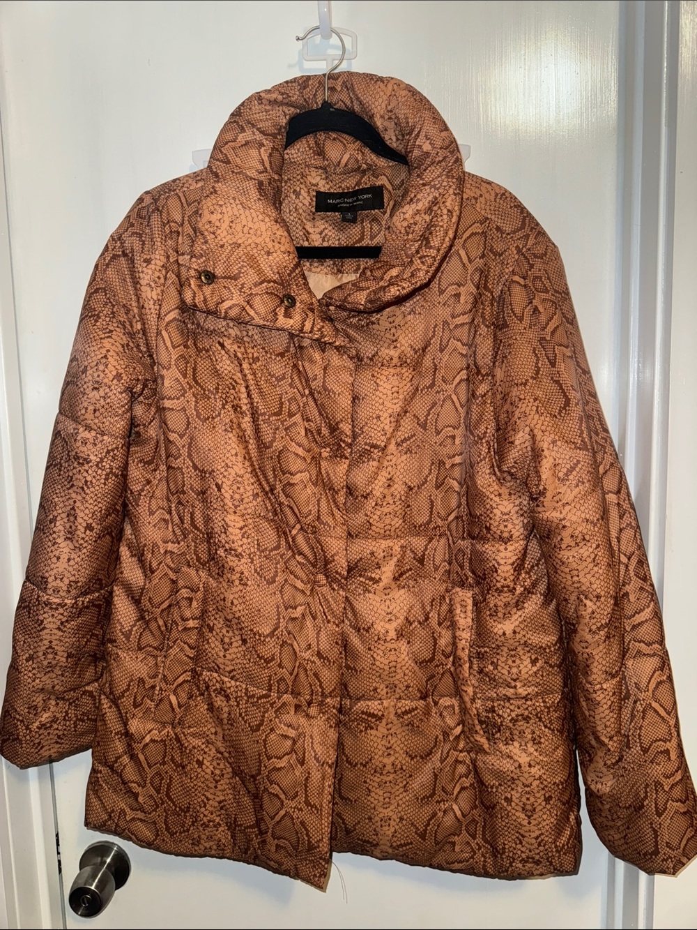 NWOT- Marc New York Tan/Brown Snake-Print Puffer Jacket